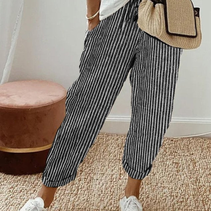 Women’s Striped Pants with Drawstring