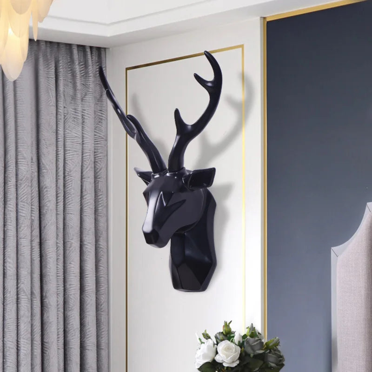 StagCrest - Scultura da parete con design 3D a testa di cervo e presenza scenica sul muro