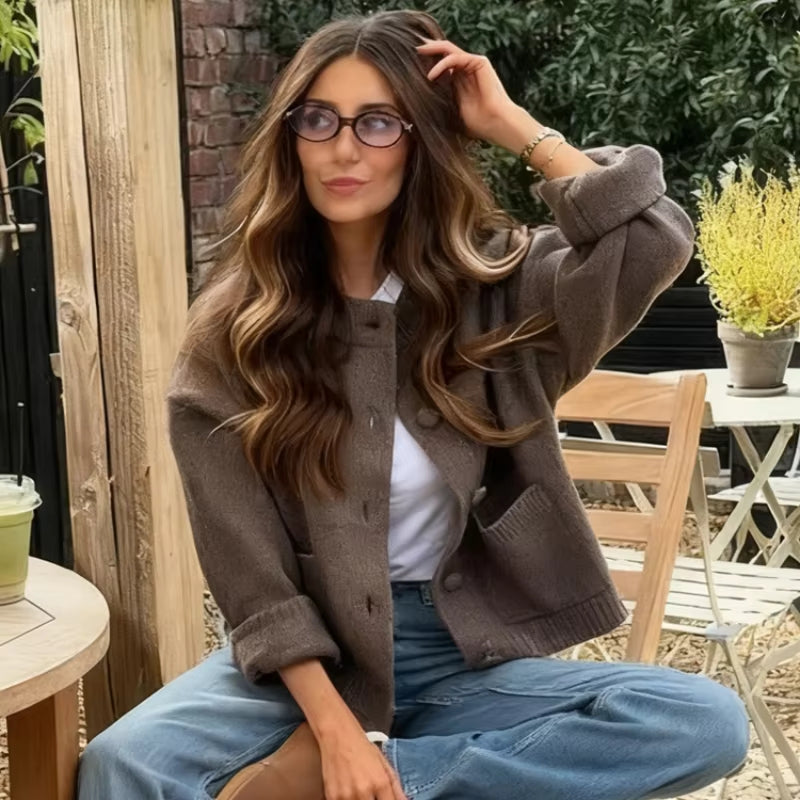 Myrthe – Cardigan à manches longues avec fermeture à boutons