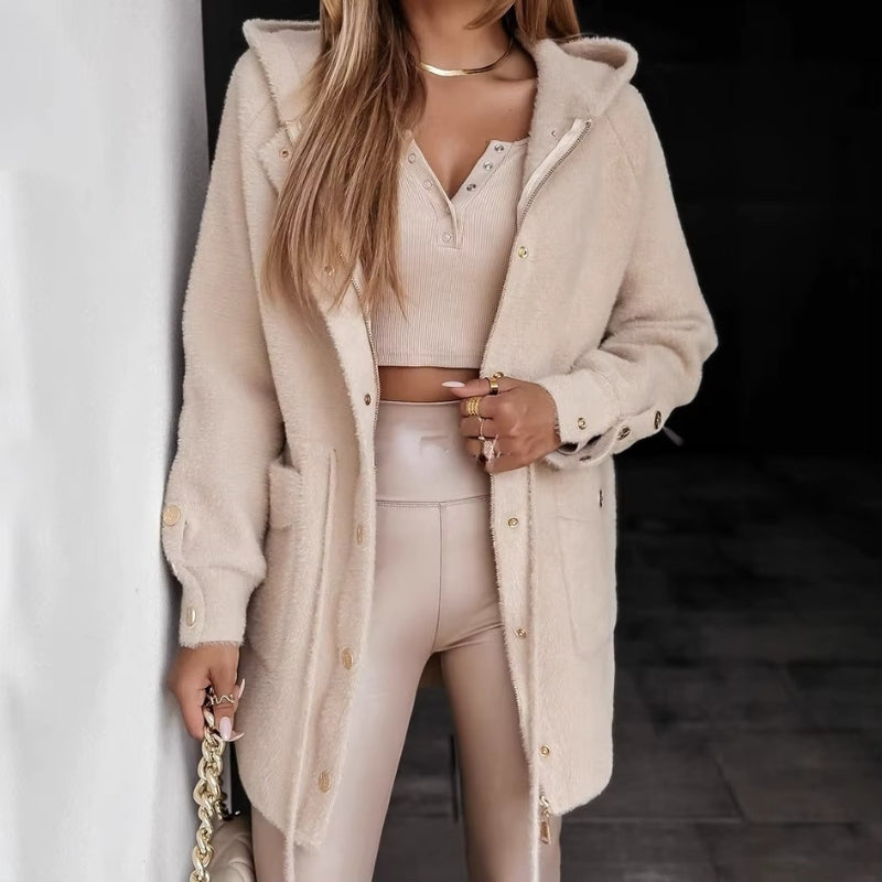 Aaliyah - Long sleeve coat with zip closure