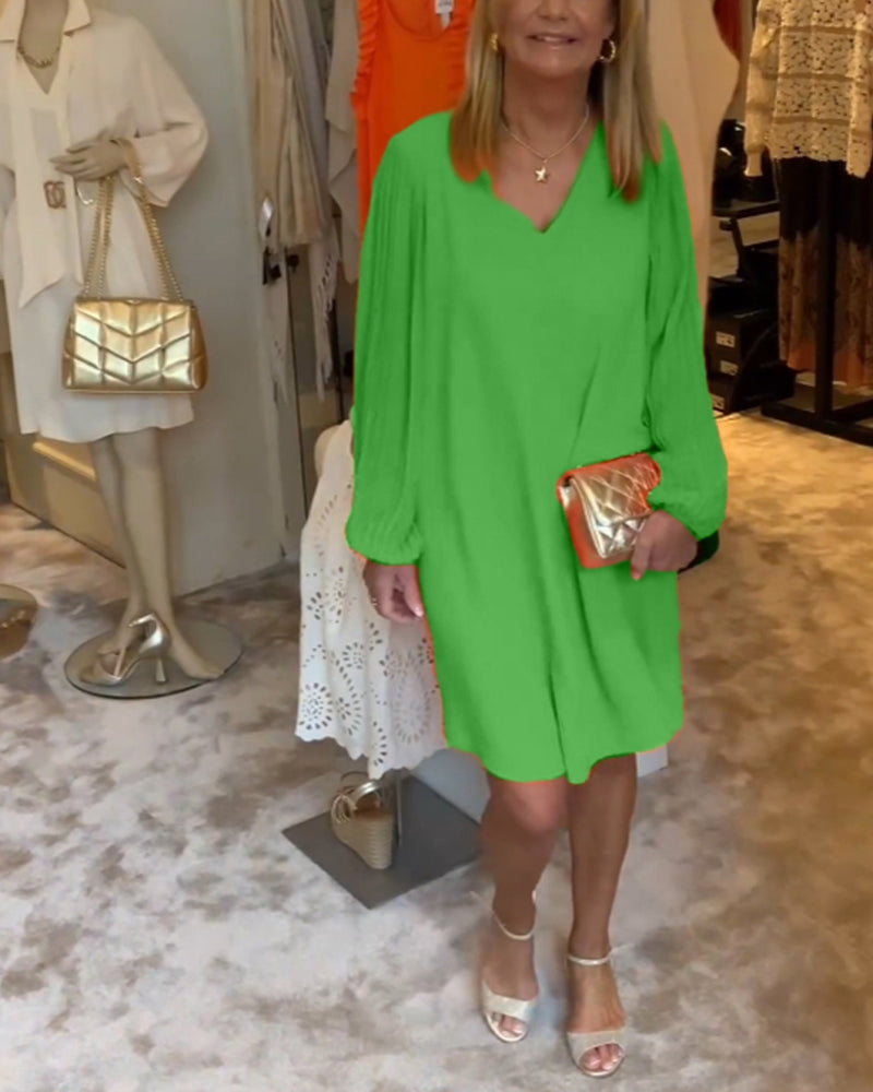SpringGlow™ - Lantern Sleeve Dress