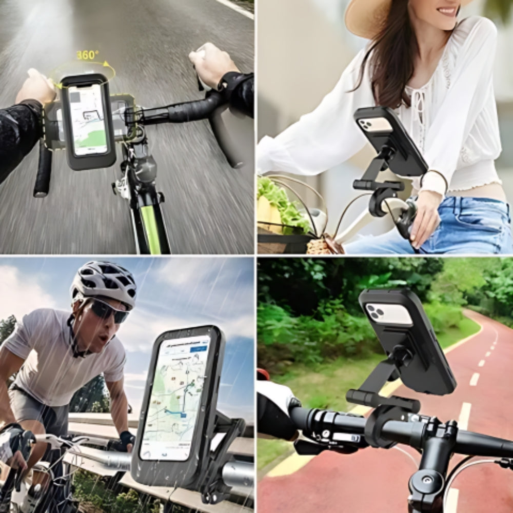 GearHold - Supporto impermeabile per telefono GPS con visione a 360° e fissaggio sicuro al manubrio