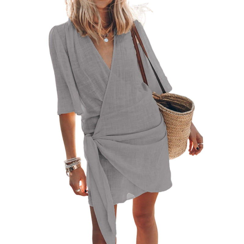 Sophia – Vestito avvolgente con maniche corte e scollo a V