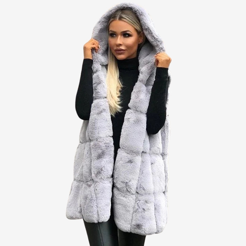 Florence – Manteau sans manches à capuche avec design ouvert et coupe ample