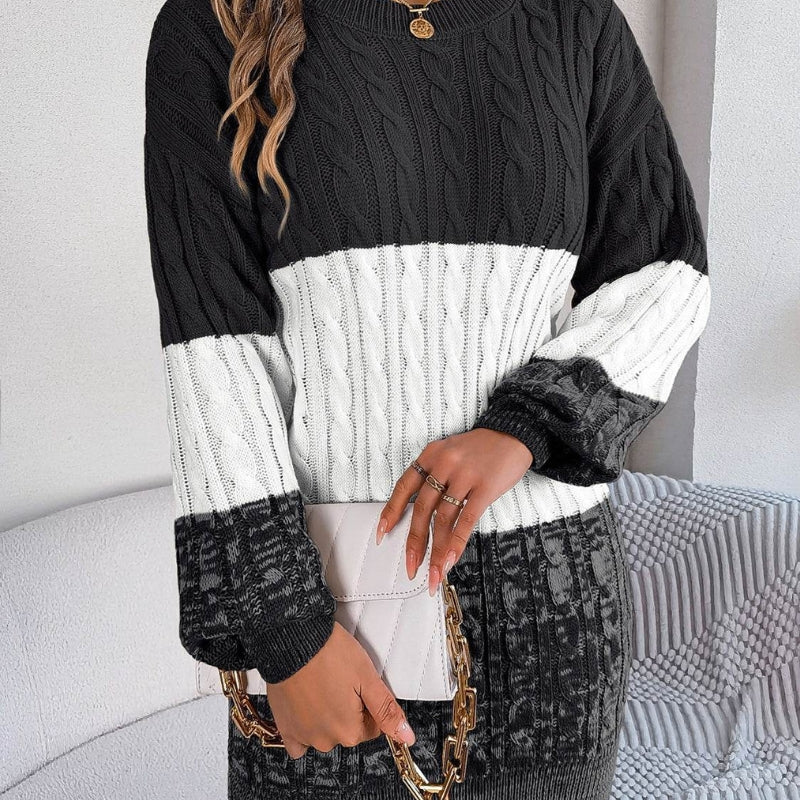 Brielle - Robe-pull mi-longue à manches longues avec col rond