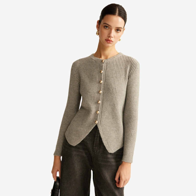 Maeve – Cardigan cu gât rotund, nasturi și mâneci lungi