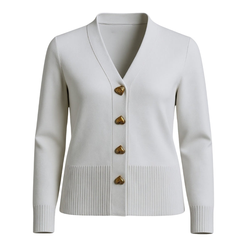 Riley – Cardigan à col en V avec détails de boutons décoratifs