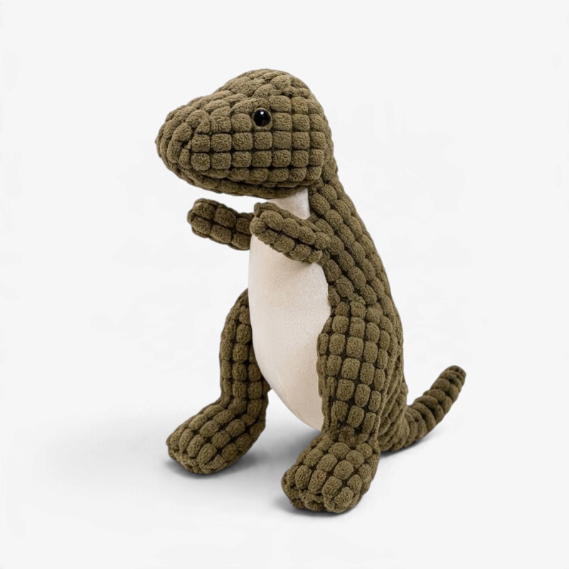 DinoPaws – Giocattolo per cani a forma di dinosauro in peluche con superficie testurizzata per il gioco interattivo