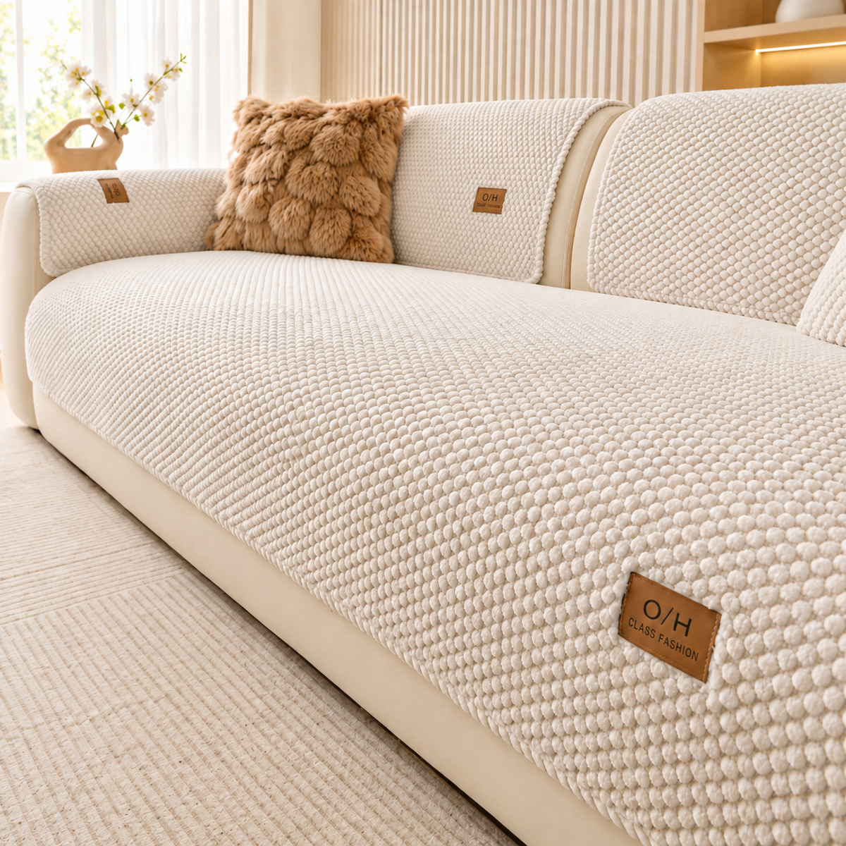 CoverNest - Sofa Cover With Textured Surface And Silica Backing