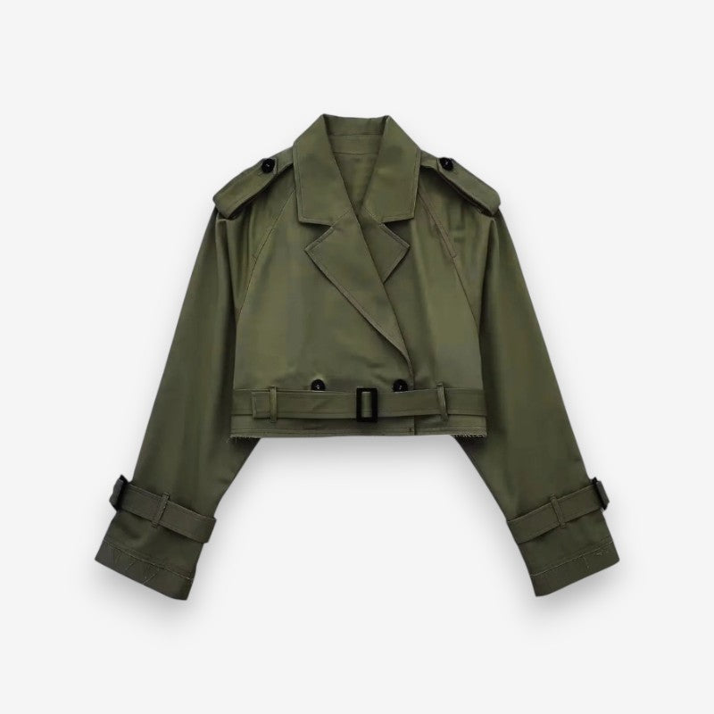 Alina - Trench corto con maniche lunghe e cintura