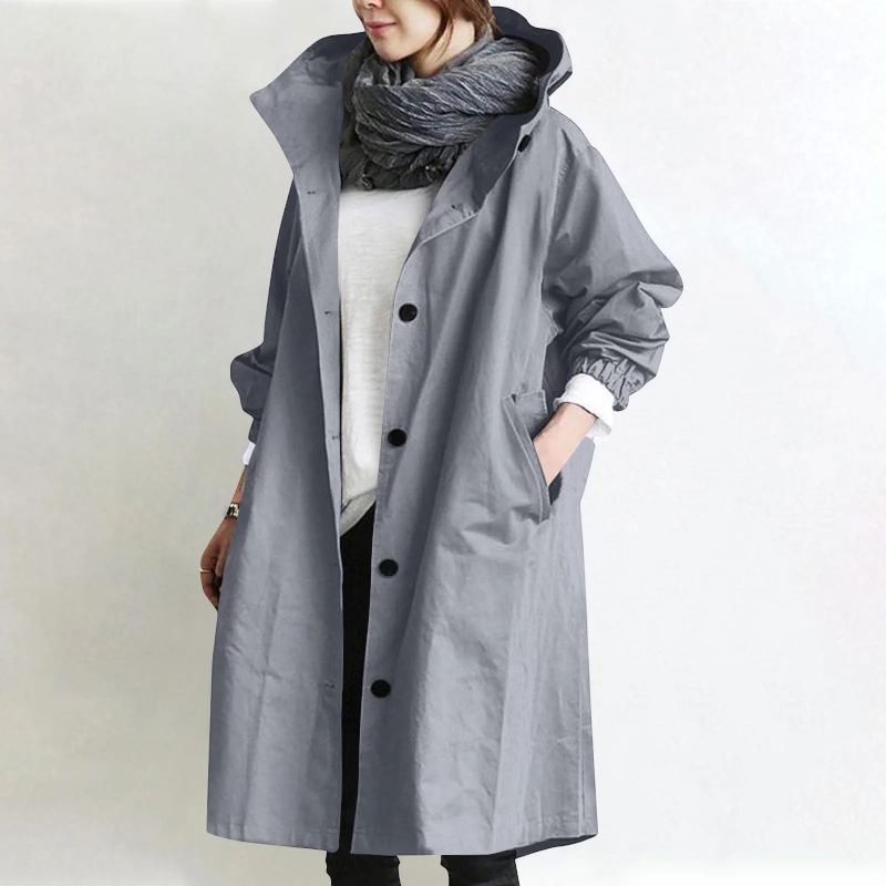 Trench-coat oversize à manches longues pour femme