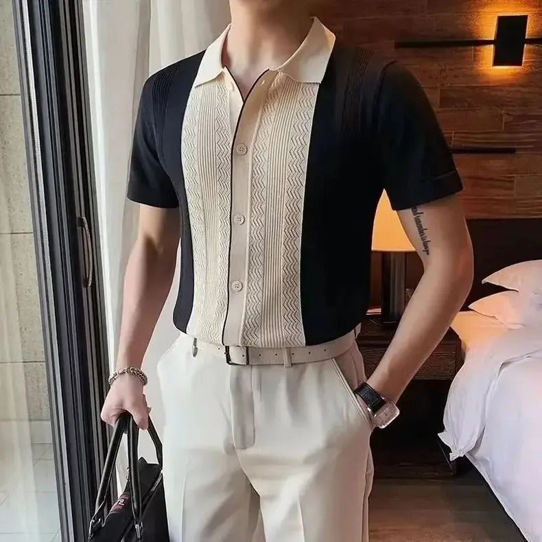 Paul - Camicia elegante a righe con maniche corte e chiusura con bottoni