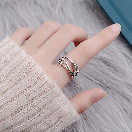 Willow - Anello antistress con perline rotanti per concentrazione e comfort