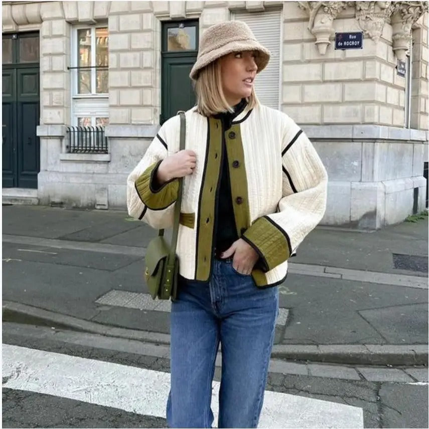 Isabella - Doudoune courte élégante avec design colorblock et coupe décontractée