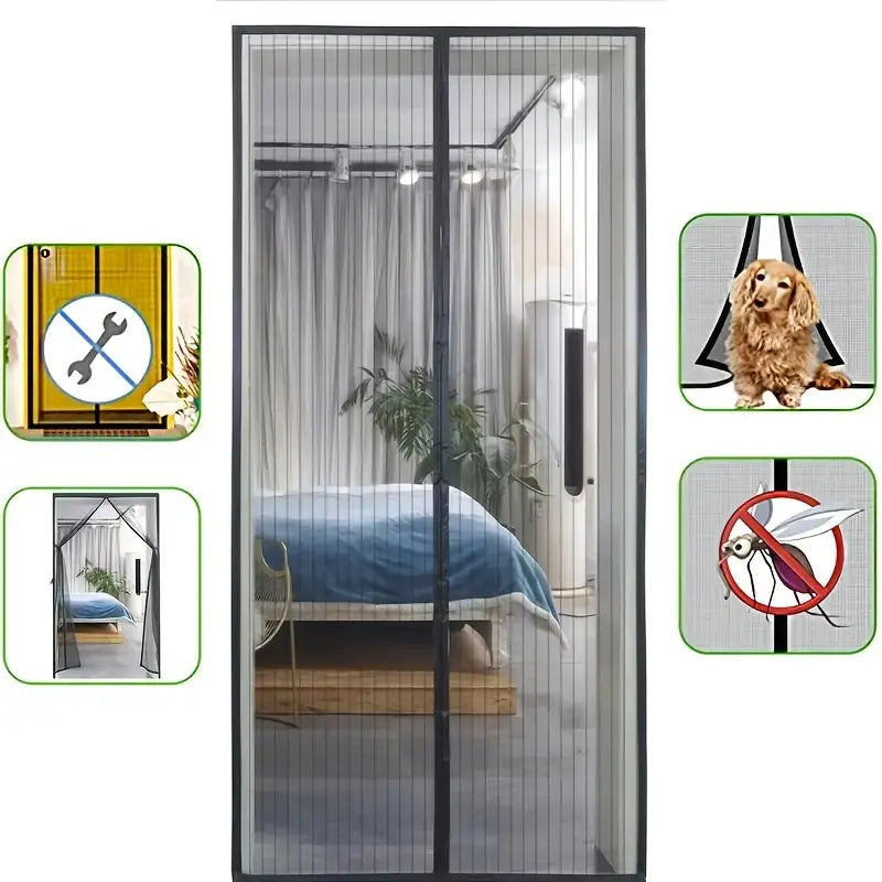MagnaMesh - Rede mosquiteira magnética para porta com fecho automático