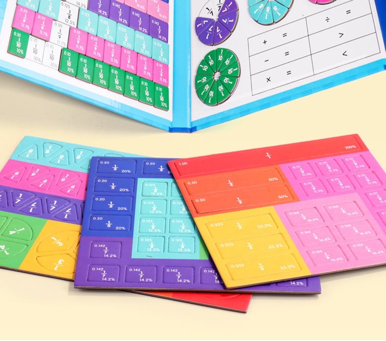 FractionMaster - Montessori magnetic puzzle book for learning fractions