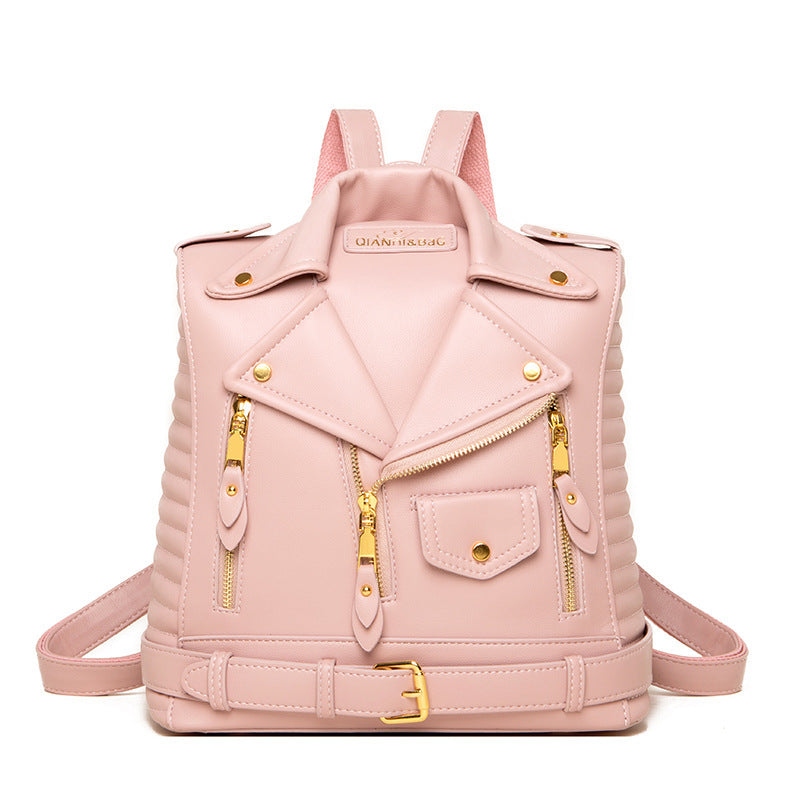 Luna - Stylish jacket-shaped shoulder bag with multiple zippers