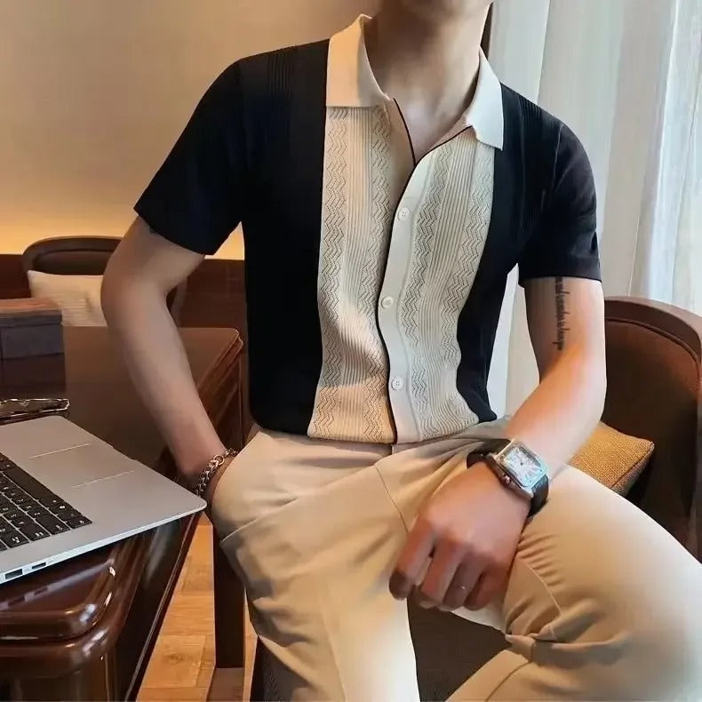 Paul - Camicia elegante a righe con maniche corte e chiusura con bottoni