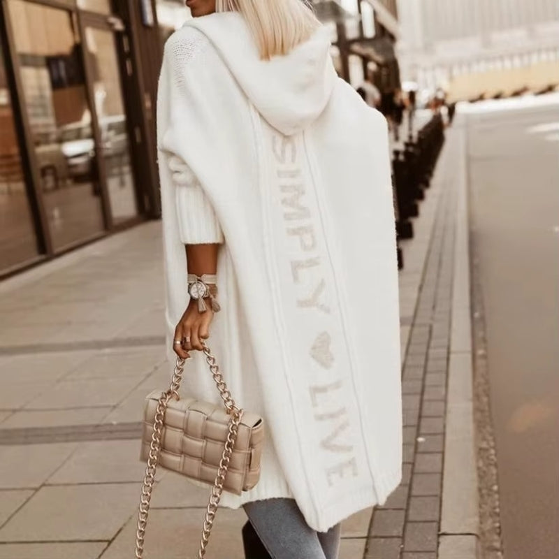 Abigail - Long sleeve hooded cardigan with open front