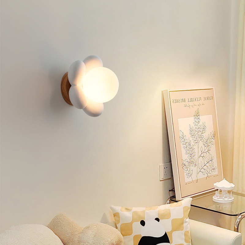 OakGlow – Applique murale en bois avec abat-jour en verre et finition en résine