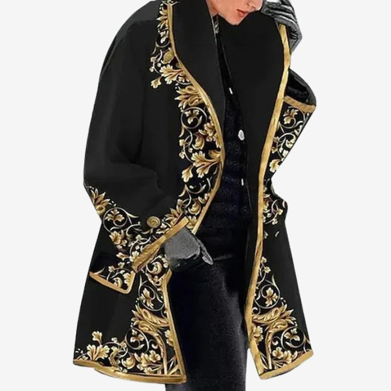 Brielle – Long Sleeve Lapel Collar Coat with Buttons