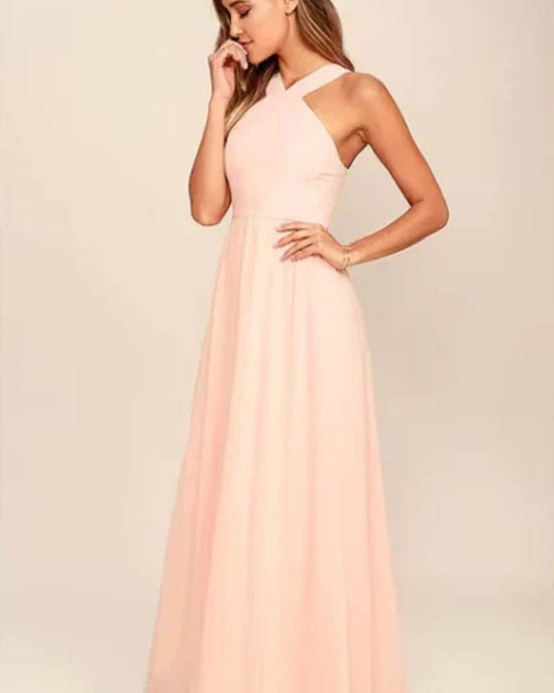 Velina – Robe longue élégante avec silhouette fluide et dos ouvert