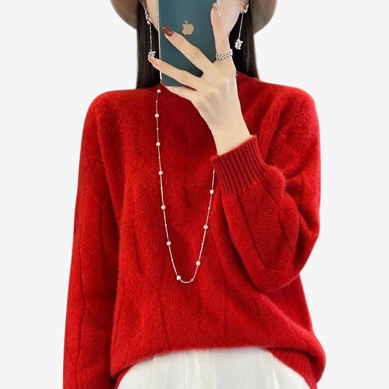 Alara – Maglione a maniche lunghe con vestibilità ampia | Collo mezzo alto per comfort accogliente | Silhouette rilassata per stratificazione casual | Taglie S–5XL | Arancione, Bianco, Kaki, Nero, Rosso, Beige