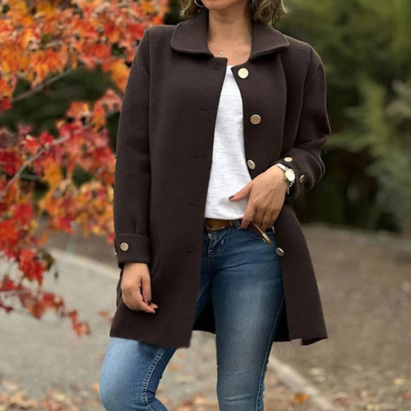 Noelle - Palton cu mâneci lungi și închidere cu nasturi