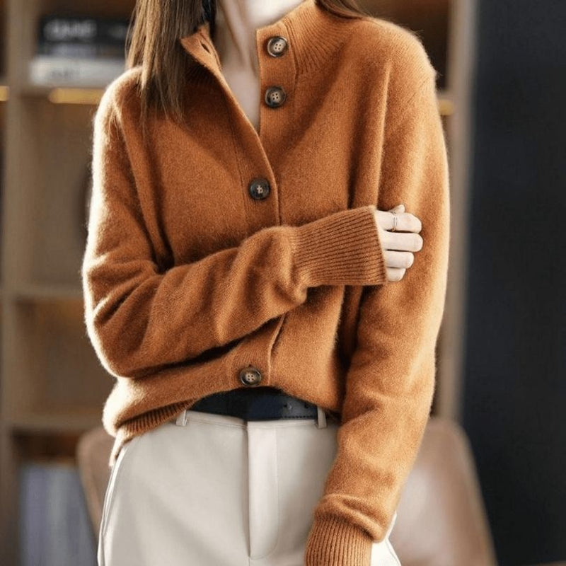 Lacey - Kardigan z długim rękawem i zapięciem na guziki | Standardowy krój do codziennego noszenia | Rozmiary XS–3XL | Beżowy, Khaki, Brązowy, Niebieski, Czarny
