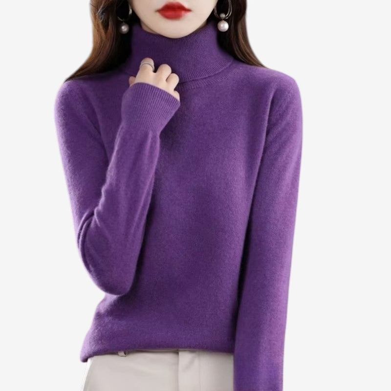 Kiara - Long sleeve turtleneck sweater with ribbed hem and cuffs | easy to put on and remove | sizes S–2XL | blue, green, white, purple, red, grey, brown, khaki, pink, orange, black, light blue