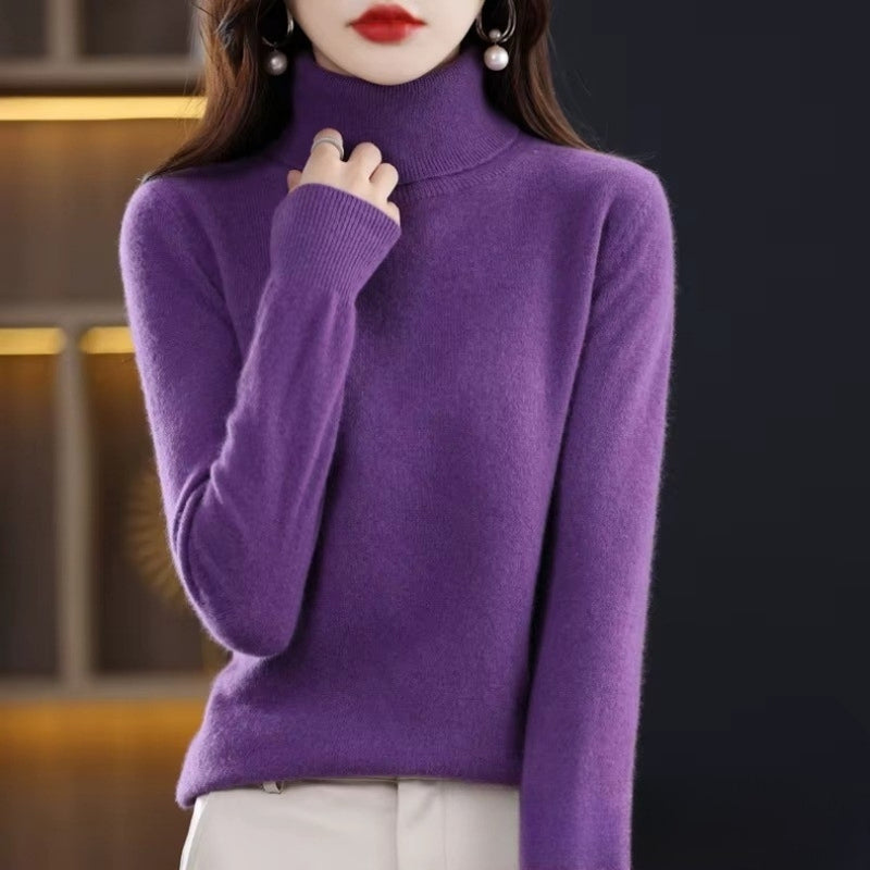 Kiara - Long sleeve turtleneck sweater with ribbed hem and cuffs | easy to put on and remove | sizes S–2XL | blue, green, white, purple, red, grey, brown, khaki, pink, orange, black, light blue