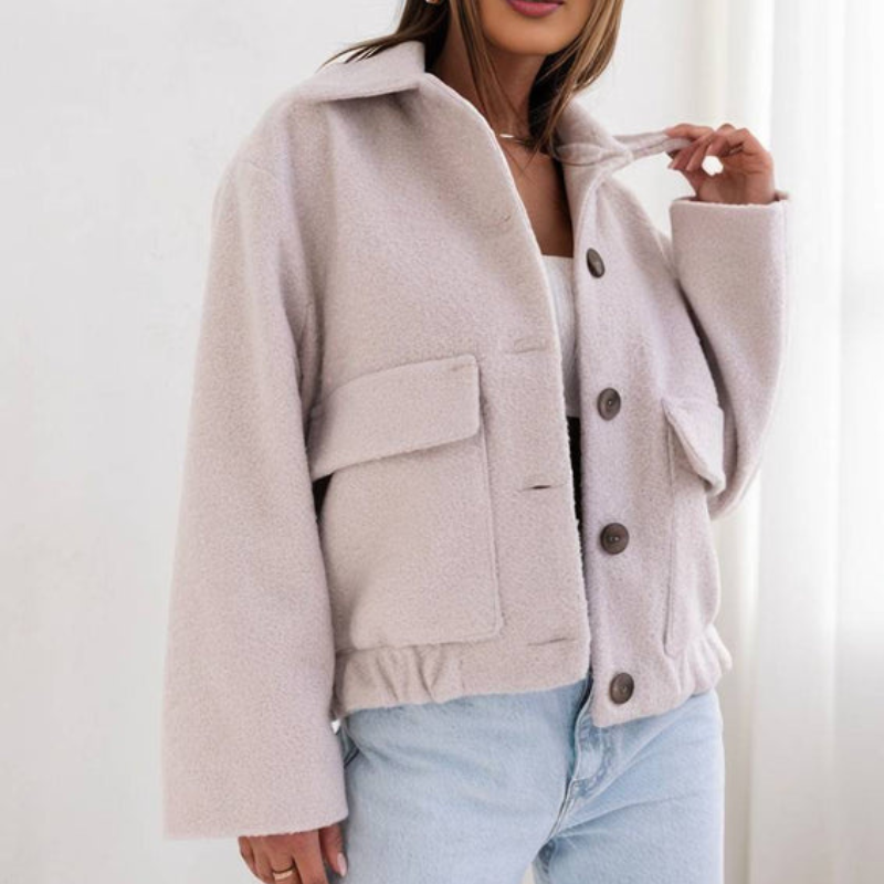Addison - Long sleeve coat with turn down collar