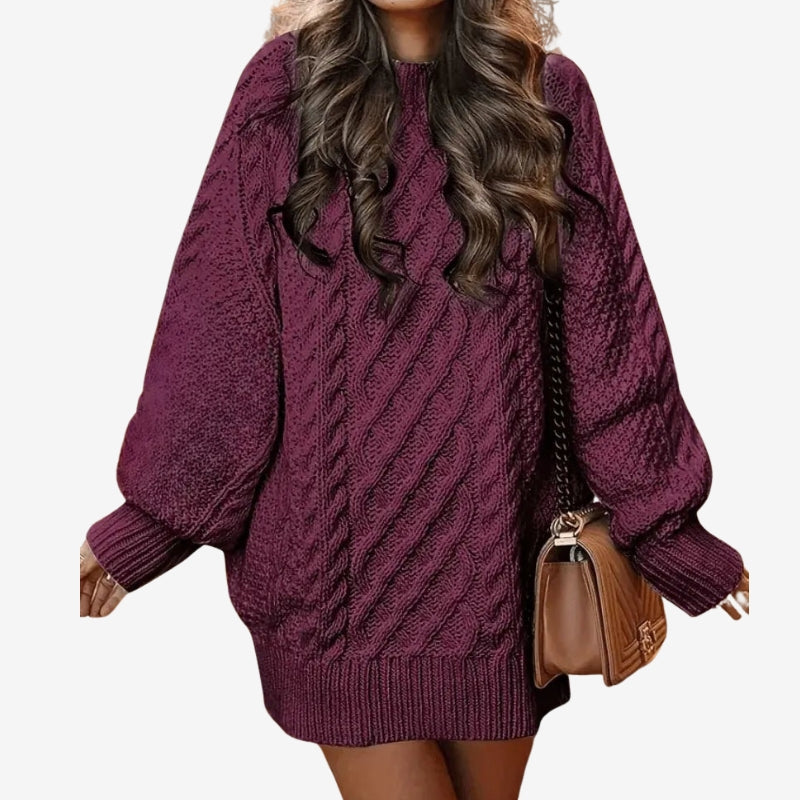 Freya - Long sleeve sweater dress with ribbed design