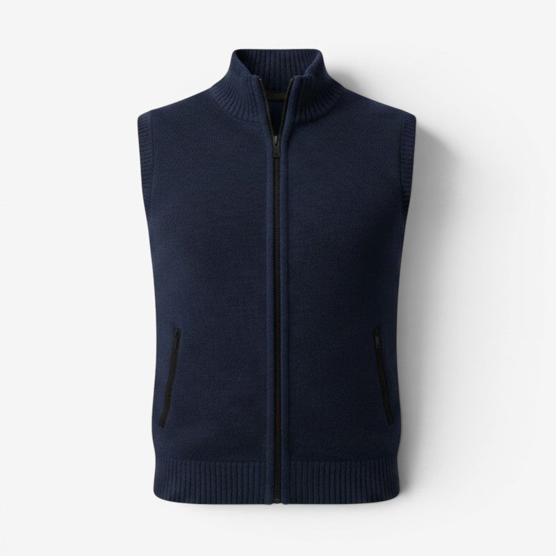 Gilet da uomo senza maniche con collo alla coreana e cerniera