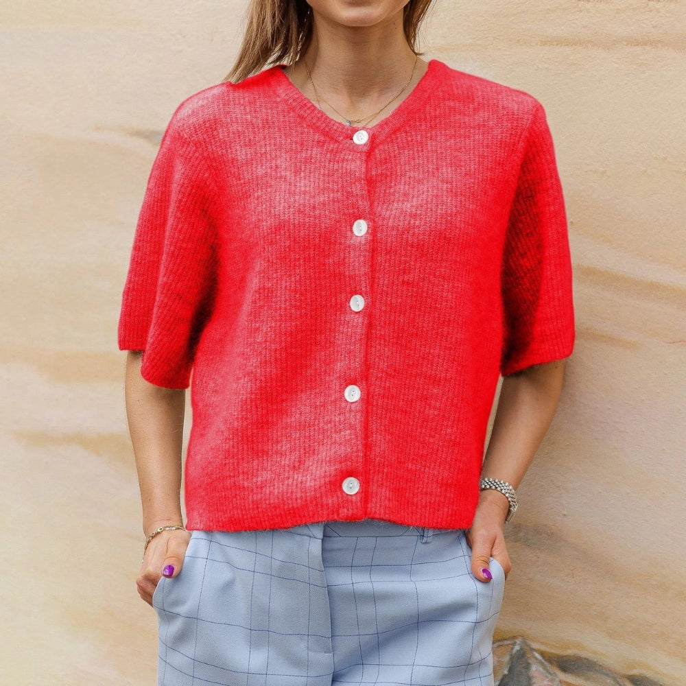 Isla – Gilet tendance à manches courtes et col rond classique