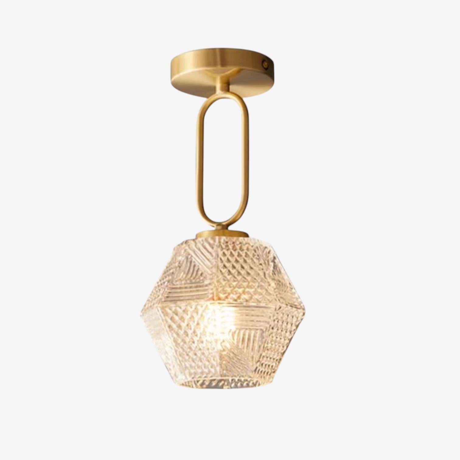 LumiDeco – Ceiling Lamp of Brass and Glass with Diamond Cut Design