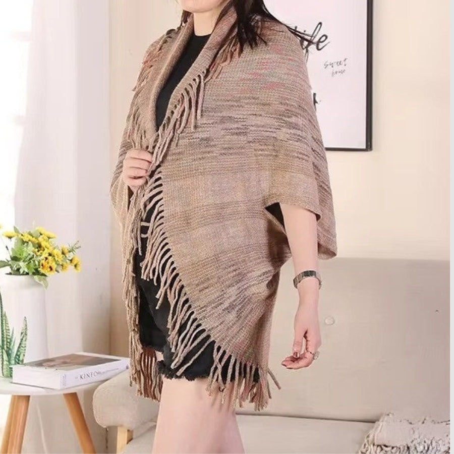 Maya - Cardigan tip capă cu design cu ciucuri