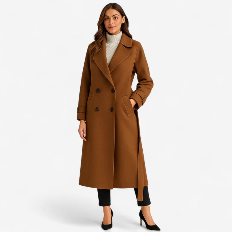 Cecille – Long manteau en laine avec col à revers et coupe cintrée