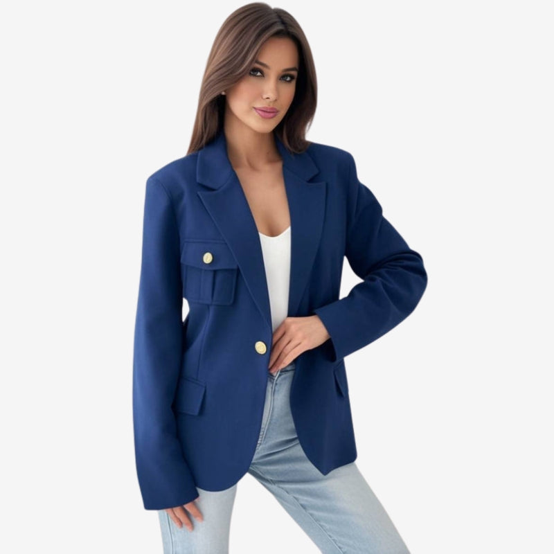 Daisy – Long Sleeve Lapel Collar Blazer with Buttons