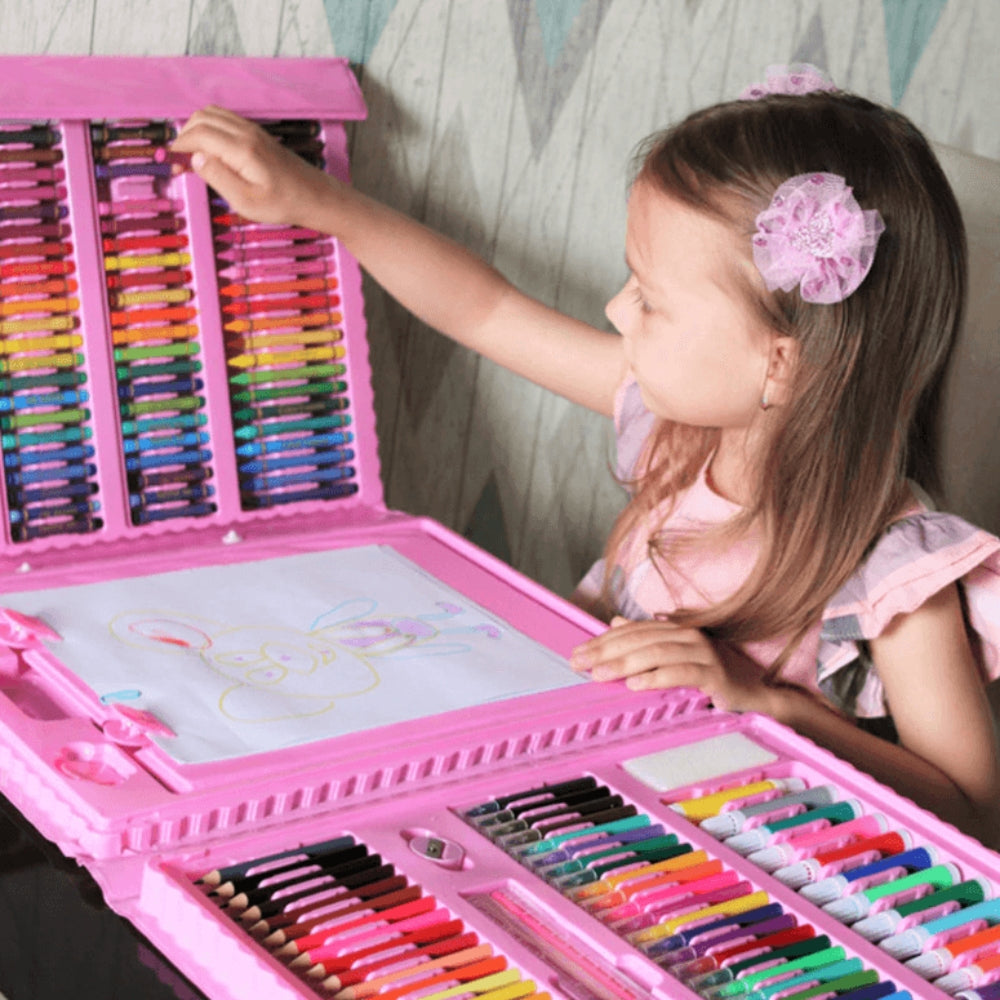 CraftiKidz – Kompletny zestaw 208 przyborów do rysowania dla początkujących twórców i młodych artystów