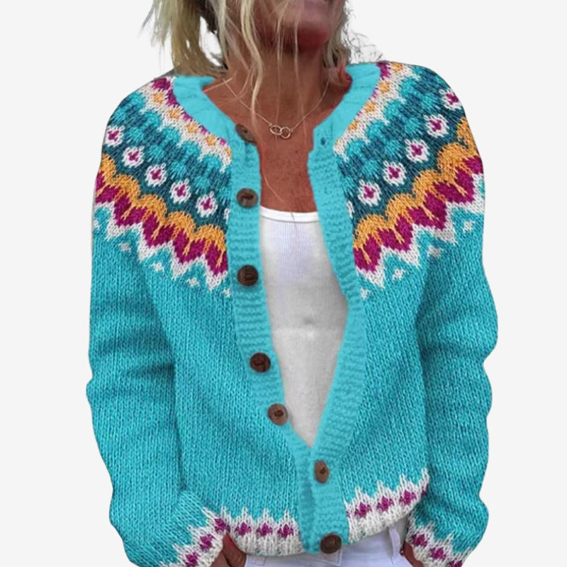 Aisling – Long sleeve printed sweater with round neck