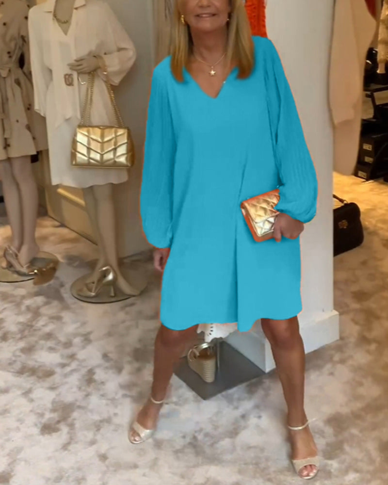 SpringGlow™ - Lantern Sleeve Dress