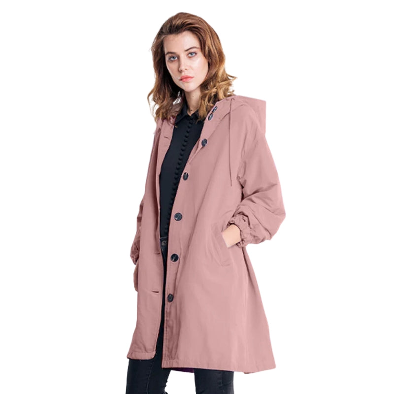 Brielle – Hooded Jacket with Button Closure and Pockets