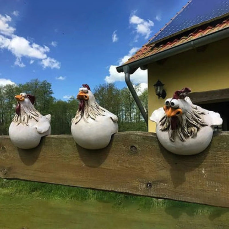 GardenPeep - Figurka kurczaka do ogrodu o uroczym wyrazie i zabawnym wzornictwie