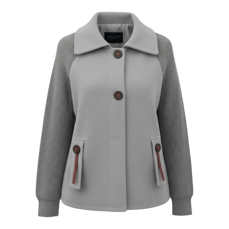 Victoria – Women's Coat with Long Sleeves, High Collar, and Multiple Pockets