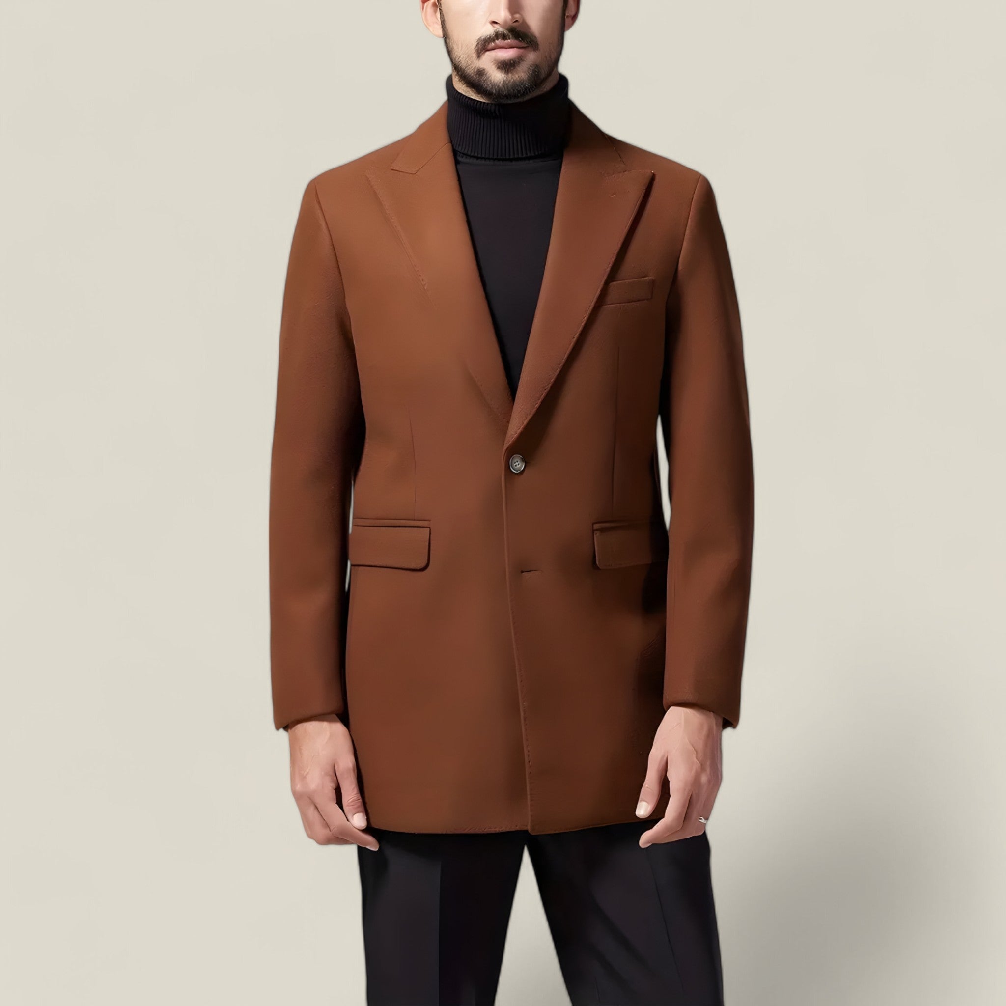Oliver - Classic British Mid-Length Coat with Button Details for Timeless Elegance