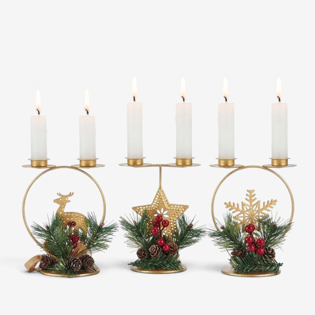 HolidayGlow - Iron Candle Holder With Festive Motifs