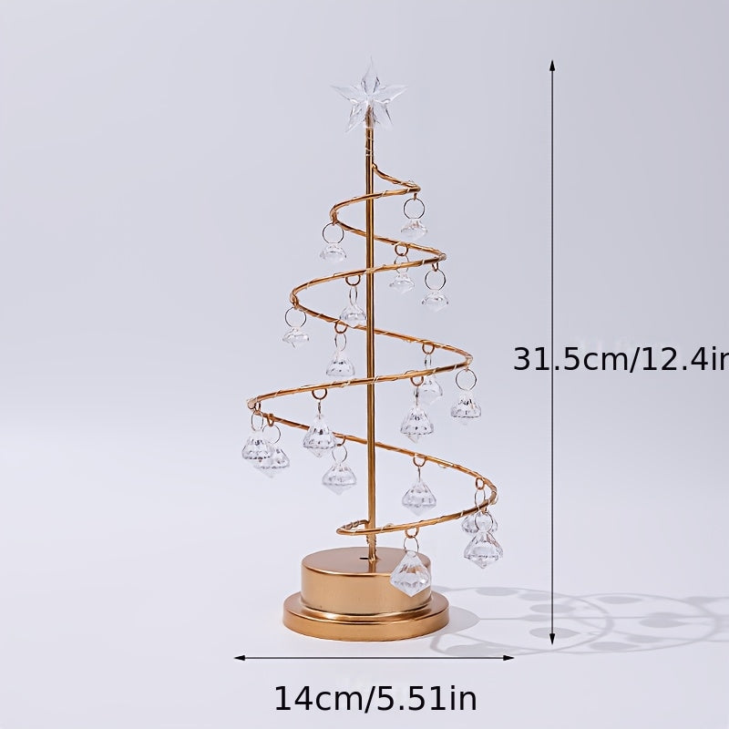 Spiravelle - Albero a spirale in metallo illuminato con ornamenti in cristallo