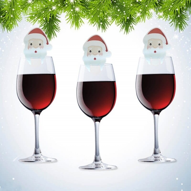 FestiGlass - Decorações de copos de vinho para o Natal com desenhos de chapéus festivos