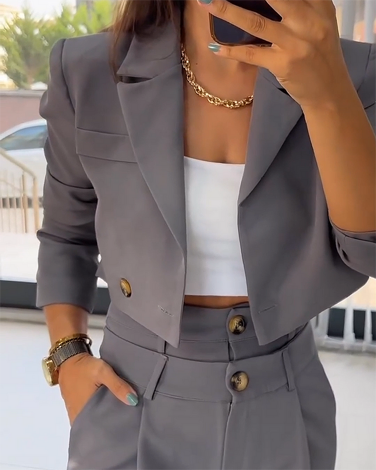 Chena - Set elegant din două piese cu sacou și pantaloni largi